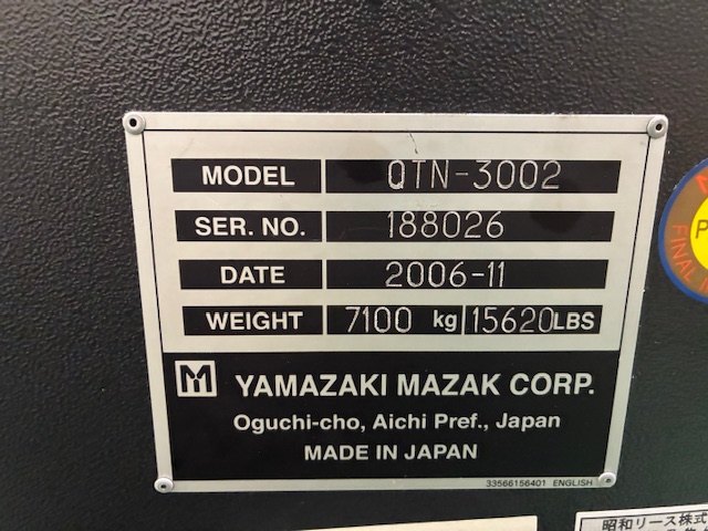 Mazak NC Lathe QTN00Ⅱ 2006 Nameplate Photo