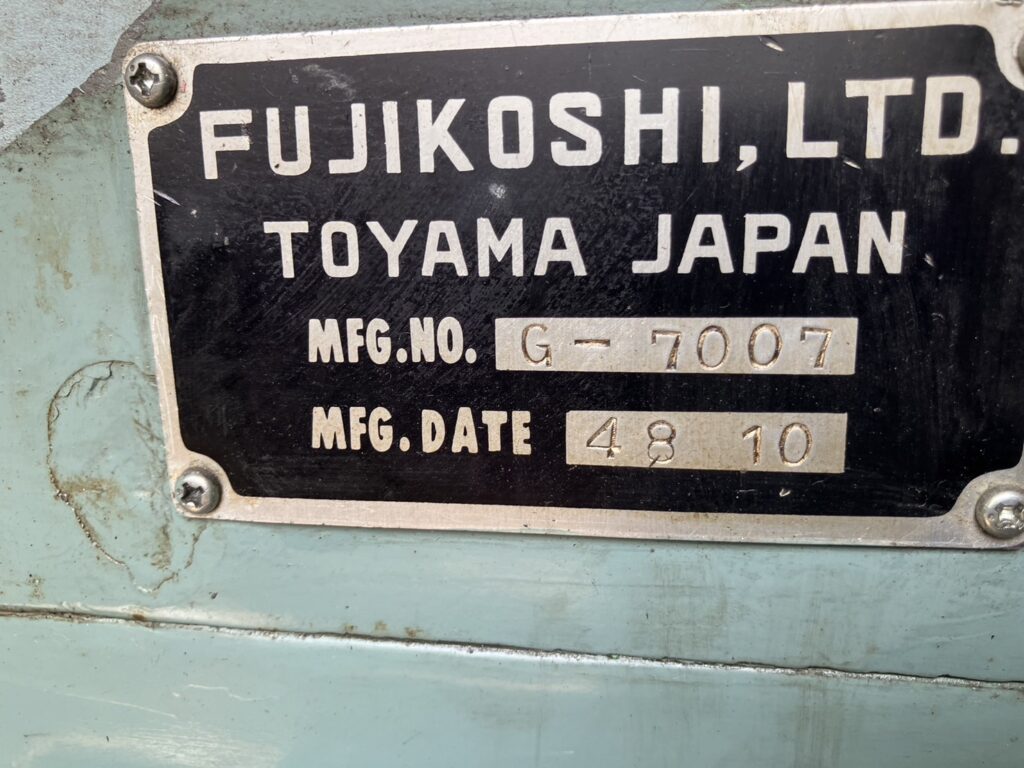 Nachi Hob Grinder GH-50W 1973 Nameplate Photo
