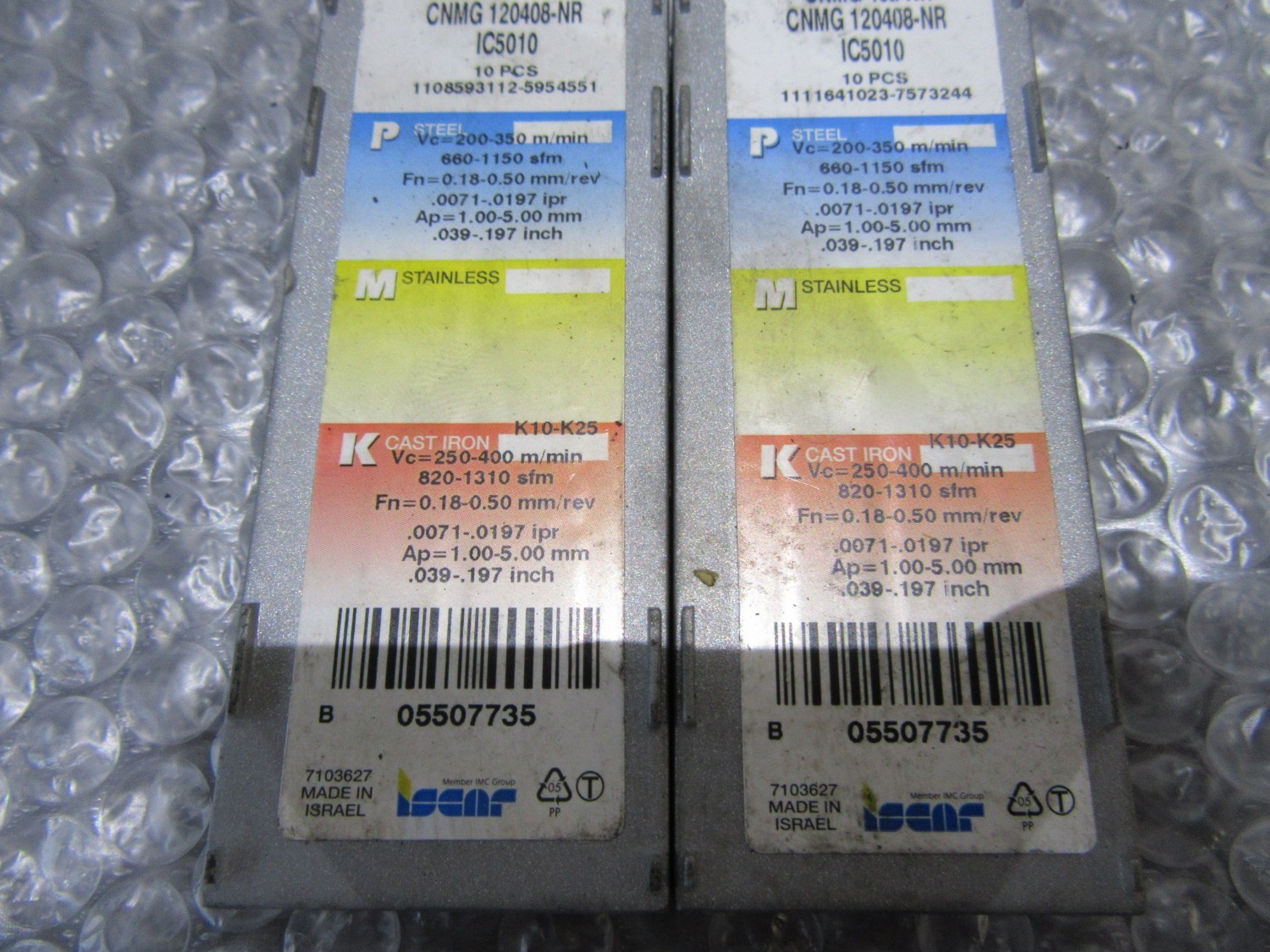 中古Cutting Exchange Chip 【チップ 2個】CNMG432-NR IC5010  ISCAR 