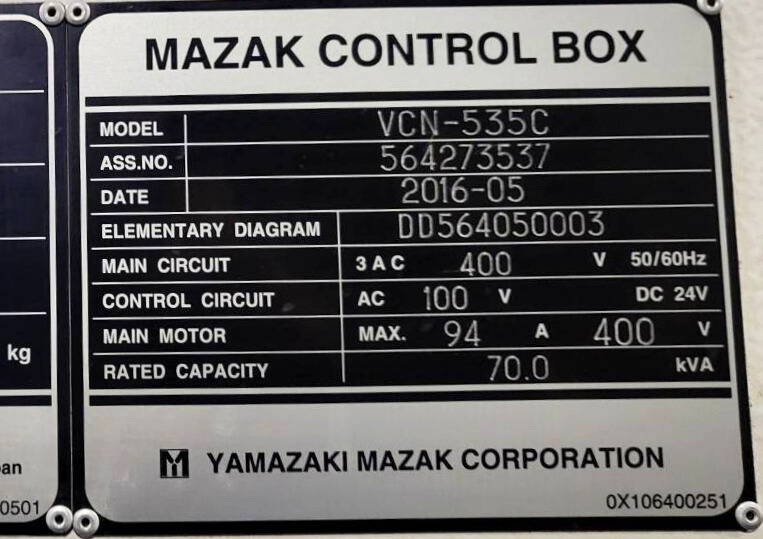 中古立マシニングセンタ VCN535C マザック