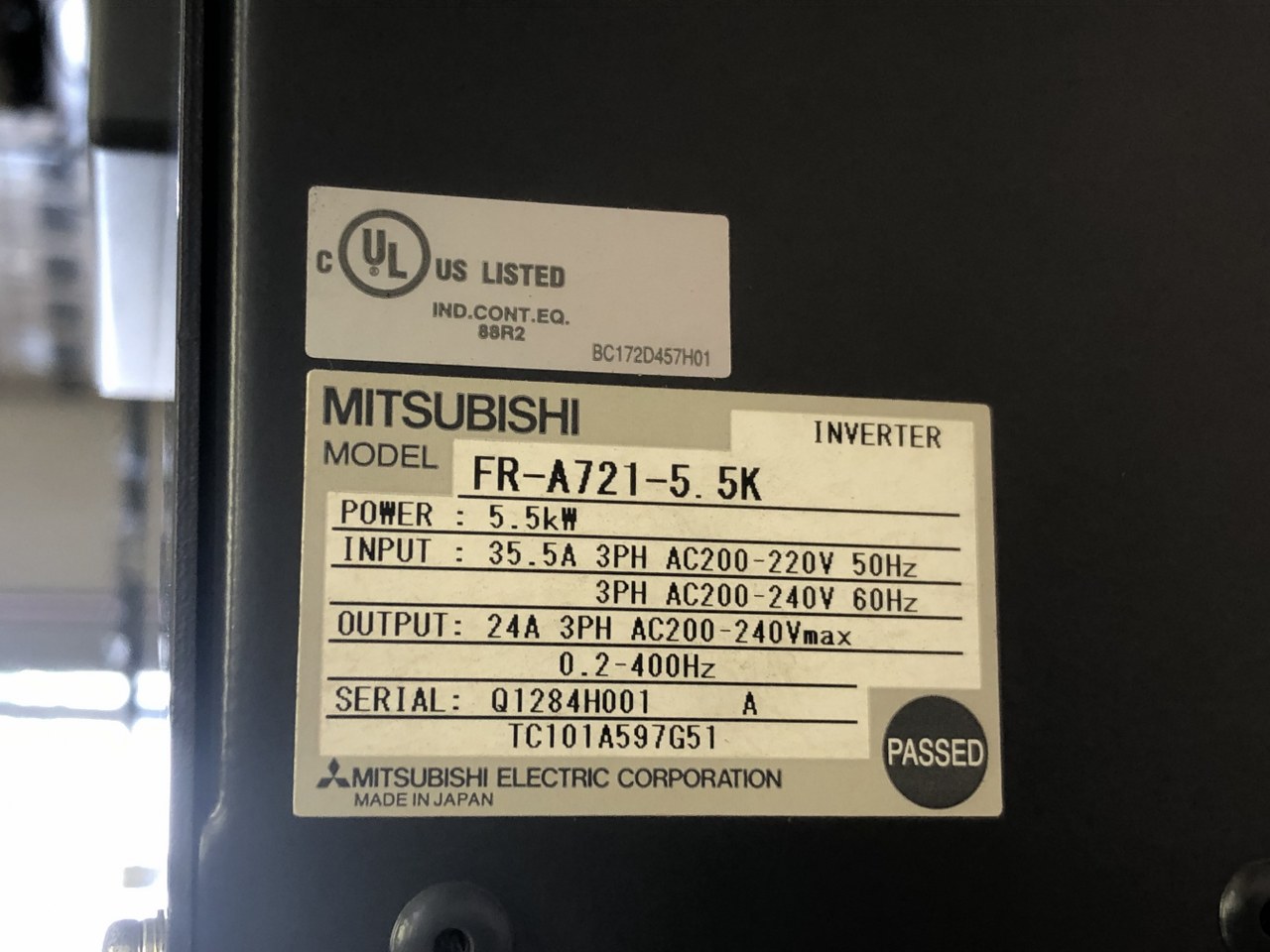 中古機械保守部品・機械要素 【インバーター】FR-A721-5.5K 三菱/MITSUBISHI