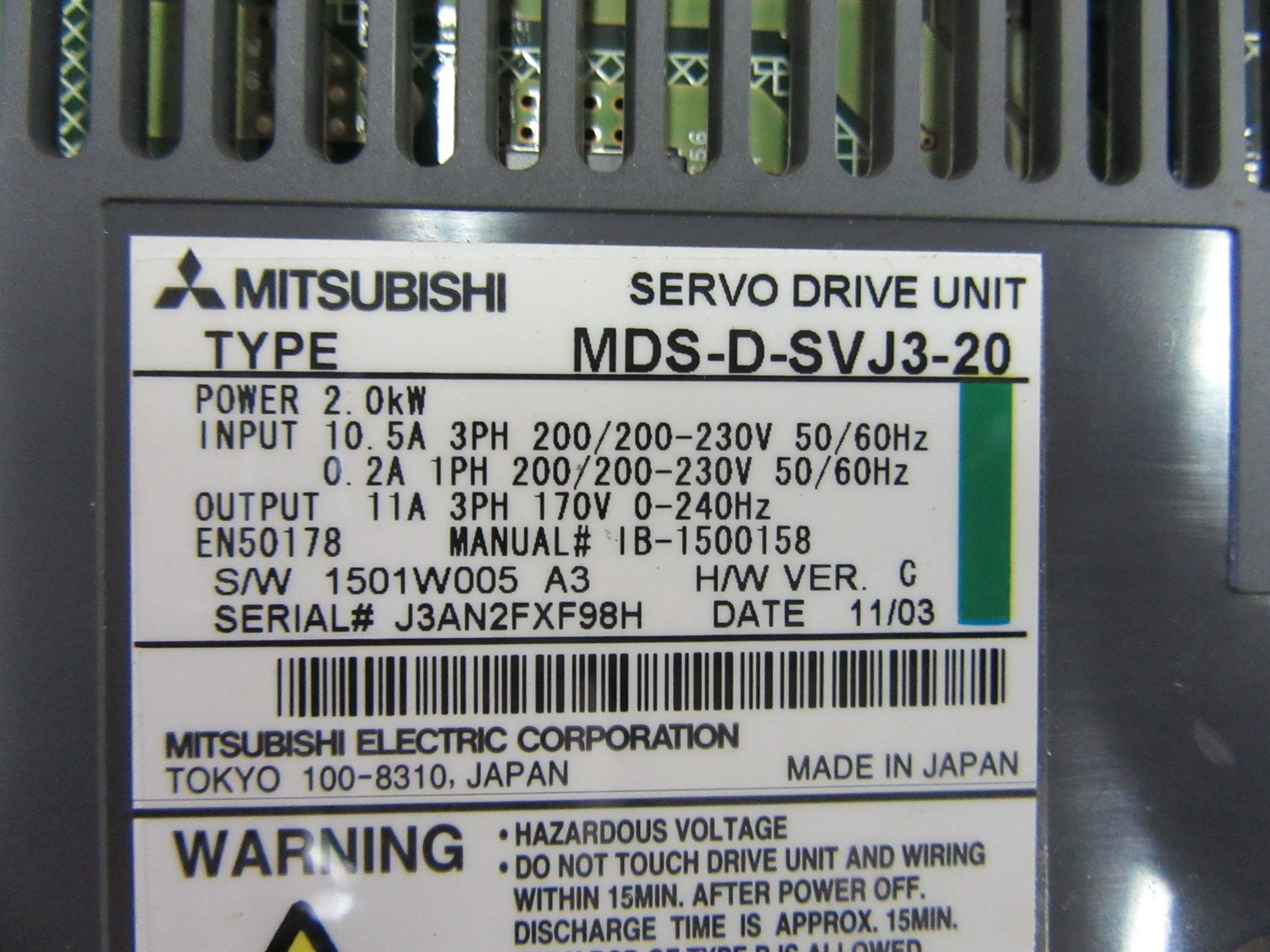 中古その他 【サーポドライブユニット】MDS-D-SVT3-2 三菱電機/MITSUBISHI