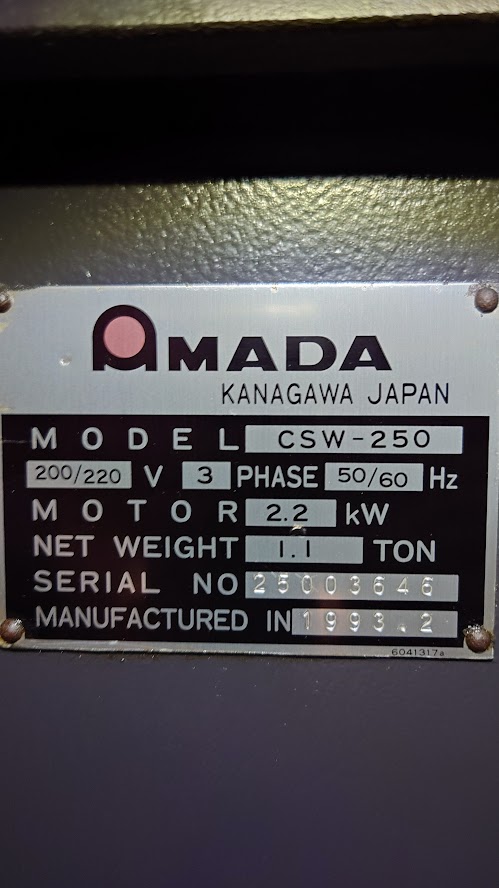 中古Shearing Machine CSW-250 AMADA